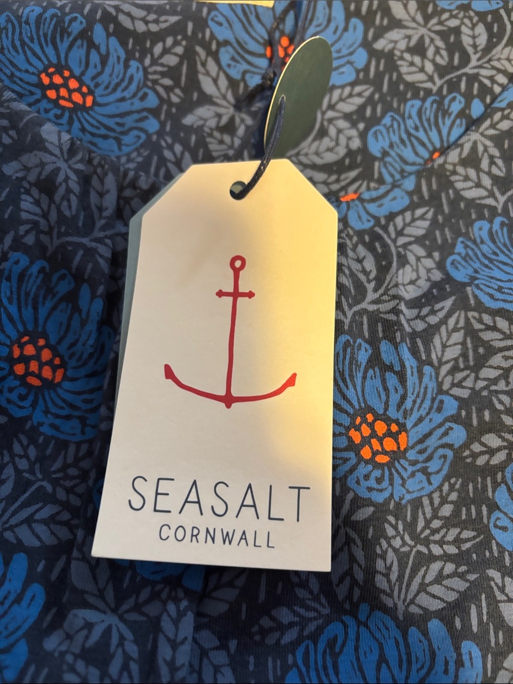 NWT Seasalt Cornwall Kestrel Bamboo Dress Blue Floral Knit Long Sleeve Fall - Picture 7 of 10